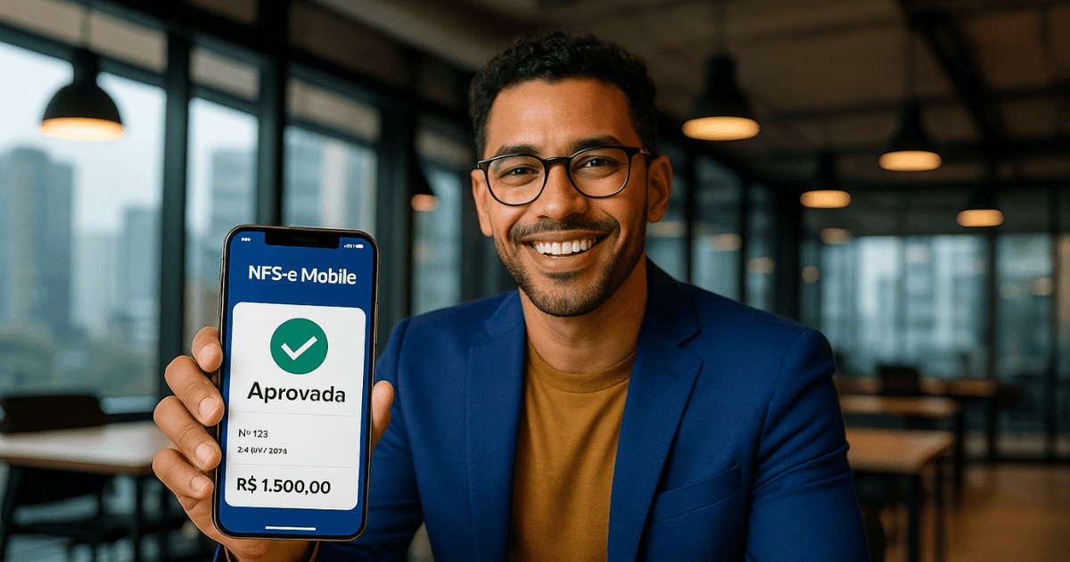 MEI de São Paulo emitindo sua nota fiscal de serviço (NFS-e) pelo aplicativo no celular.