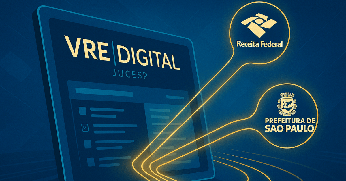 Tela do sistema VRE|Digital para registrar empresa na JUCESP em São Paulo.