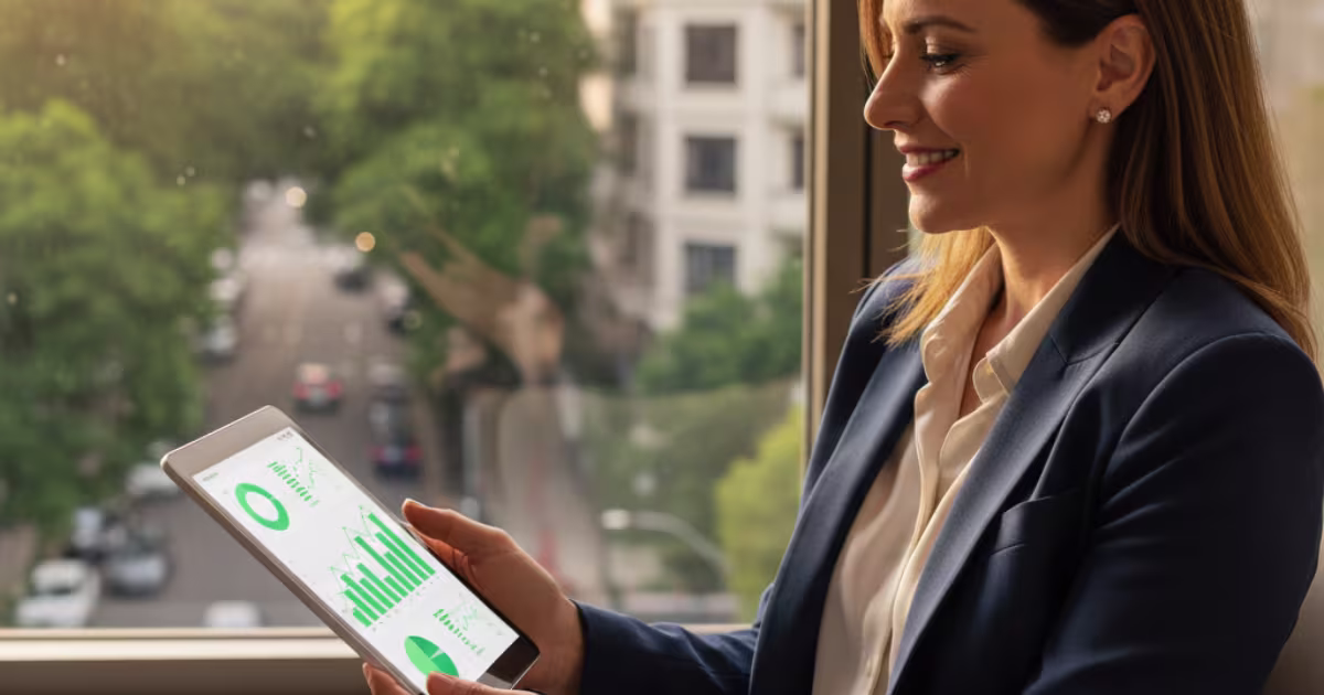 Empresária em seu escritório em Perdizes, satisfeito com sua assessoria contábil estratégica.