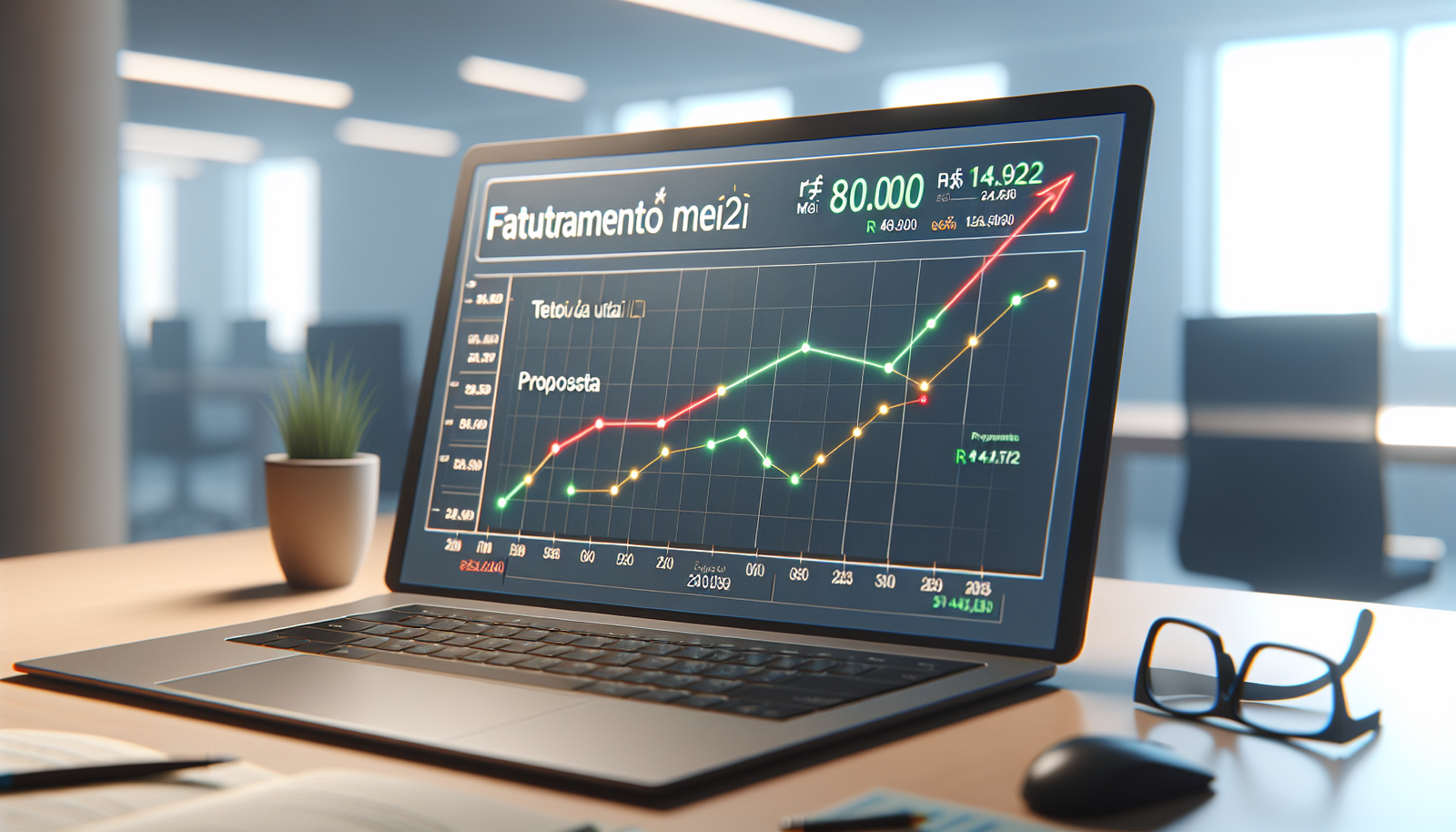 Gráfico mostrando o limite de faturamento MEI 2025 subindo de R$ 81.000 para a proposta de R$ 144.912.