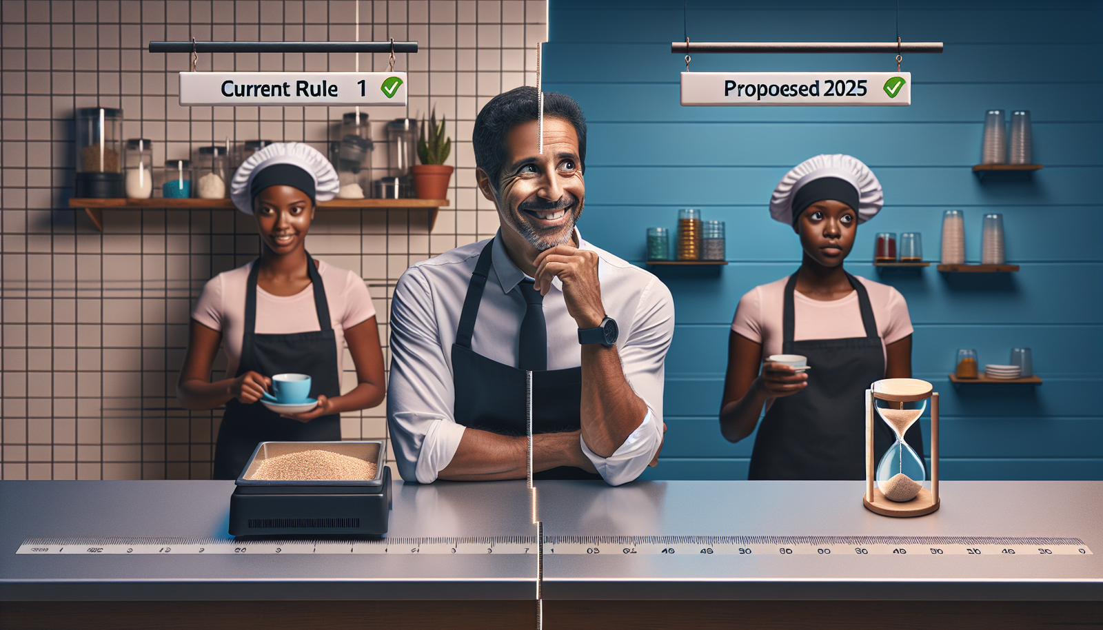 Empresário MEI comparando a regra atual de 1 funcionário com a proposta de 2 funcionários para 2025.